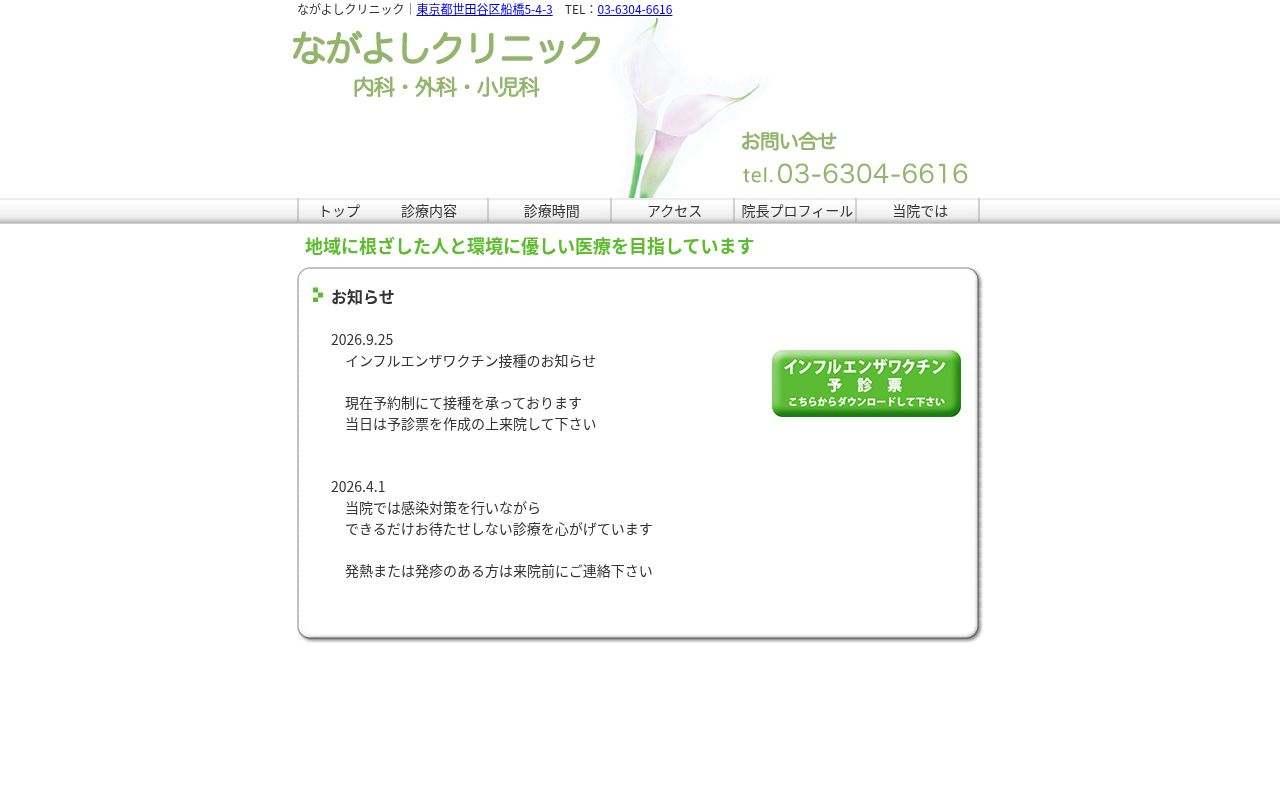 ながよしクリニックの公式サイトのスクリーンショット