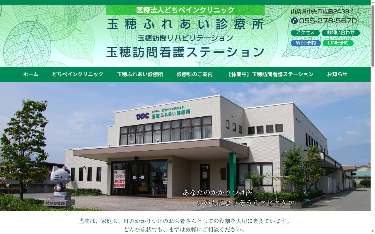 医療法人どちペインクリニック玉穂ふれあい診療所の公式サイトのスクリーンショット