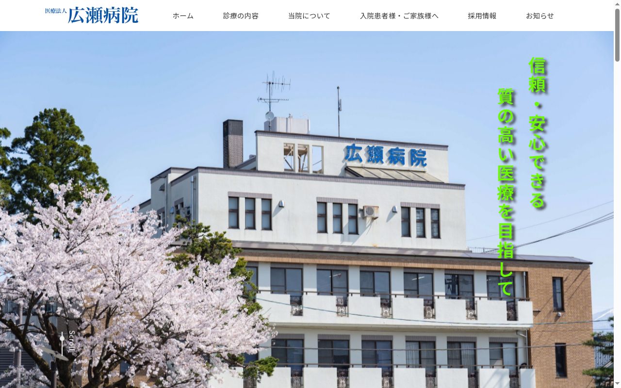 広瀬病院の公式サイトのスクリーンショット